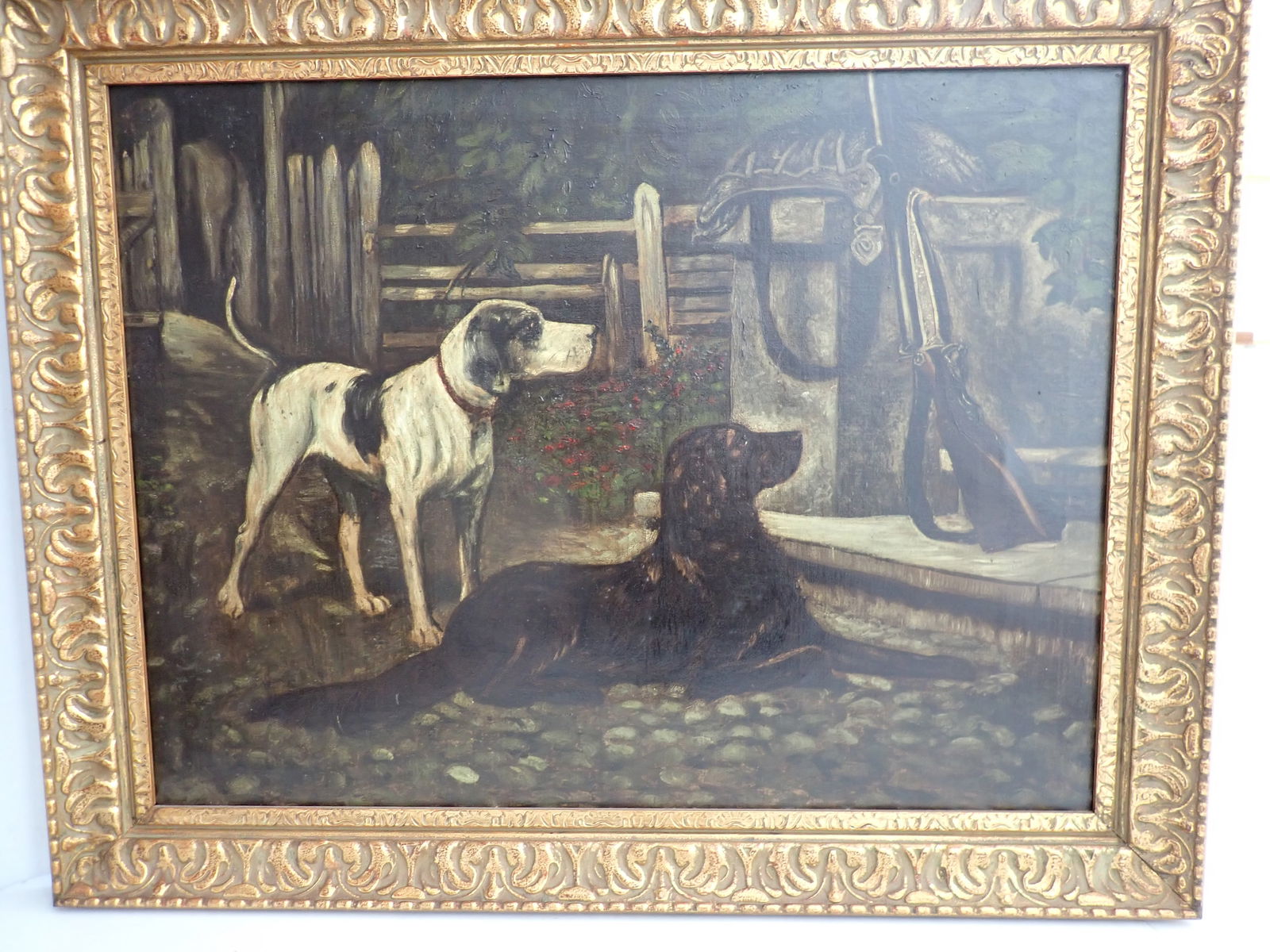 Hunting Dogs Oil on Canvas Painting. O/C (1 of 10)
