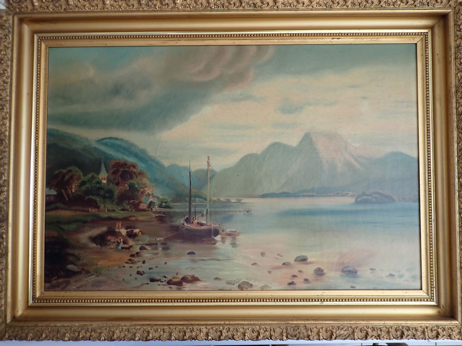 Signed River & Mountain Oil on Canvase O/C (1 of 14)