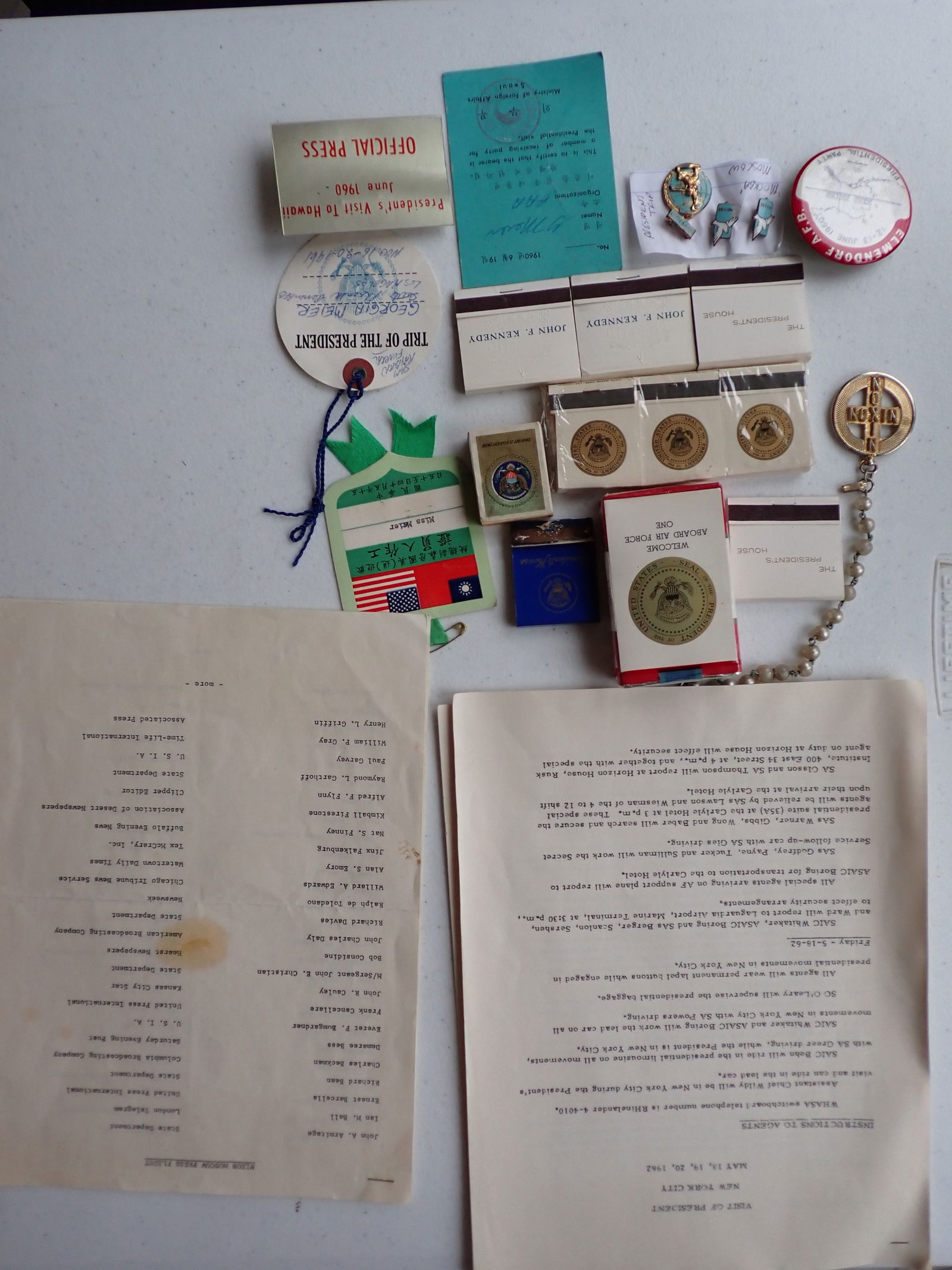 Eisenhower, Kennedy & Nixon Presendential Trip Memorabilia (1 of 18)