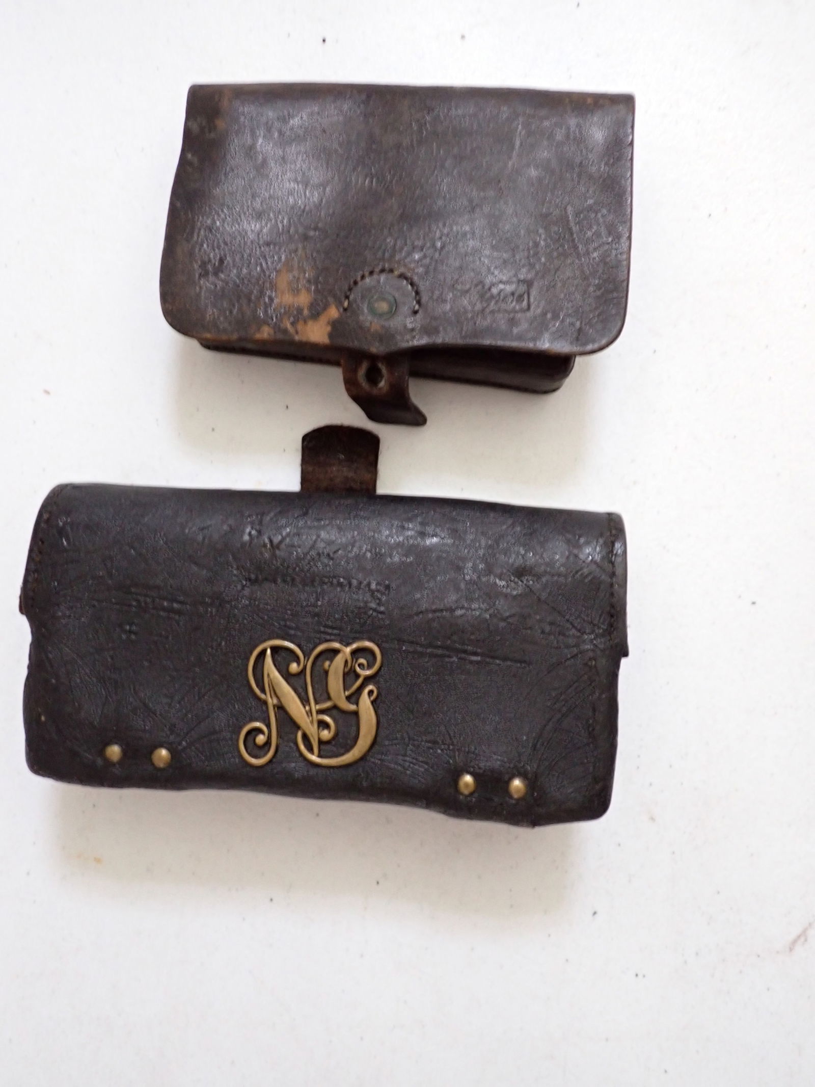 Leather Antique Cartridge and Document Pouches (1 of 9)