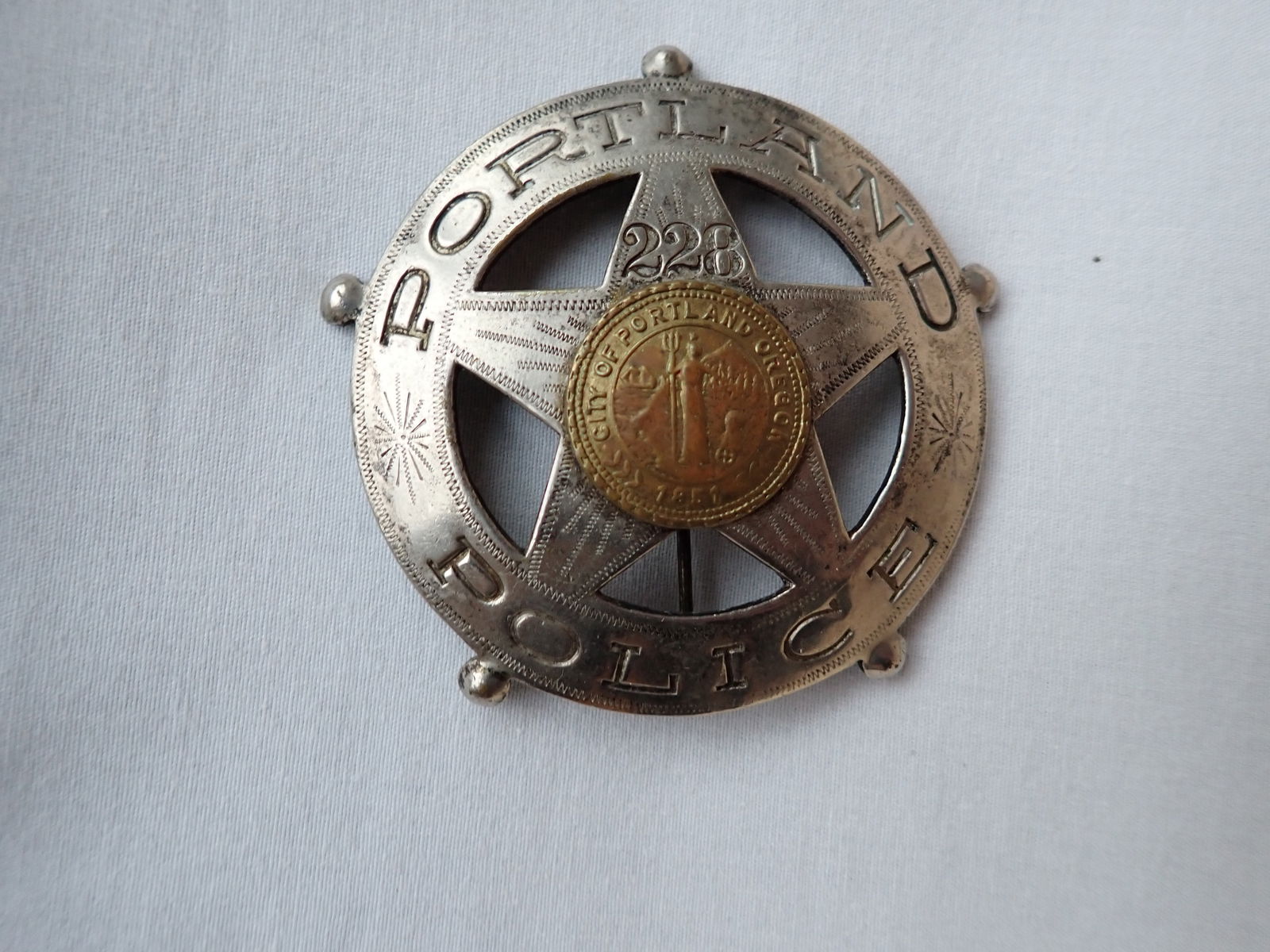 Portland Police Nickel and Brass Badge (1 of 5)