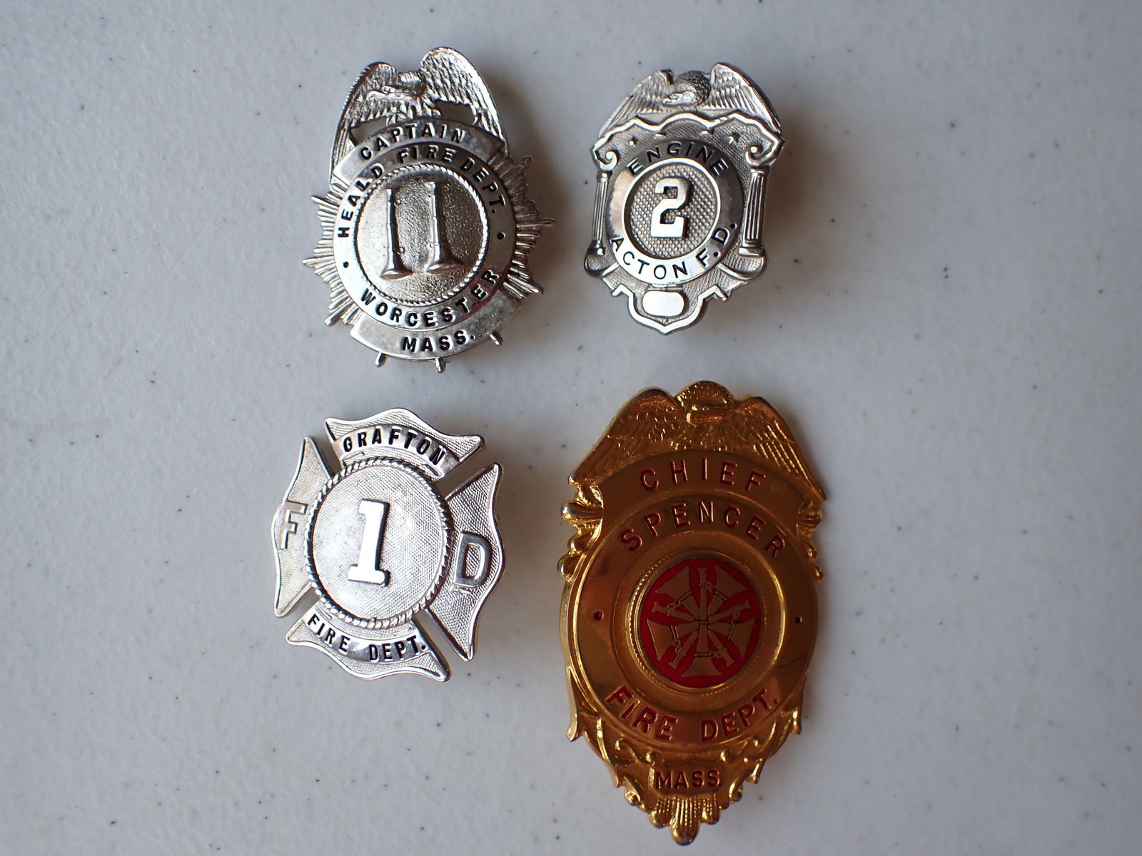 Worcester Heald Fire Captain Badge, Spencer, Grafton & Acton (1 of 4)