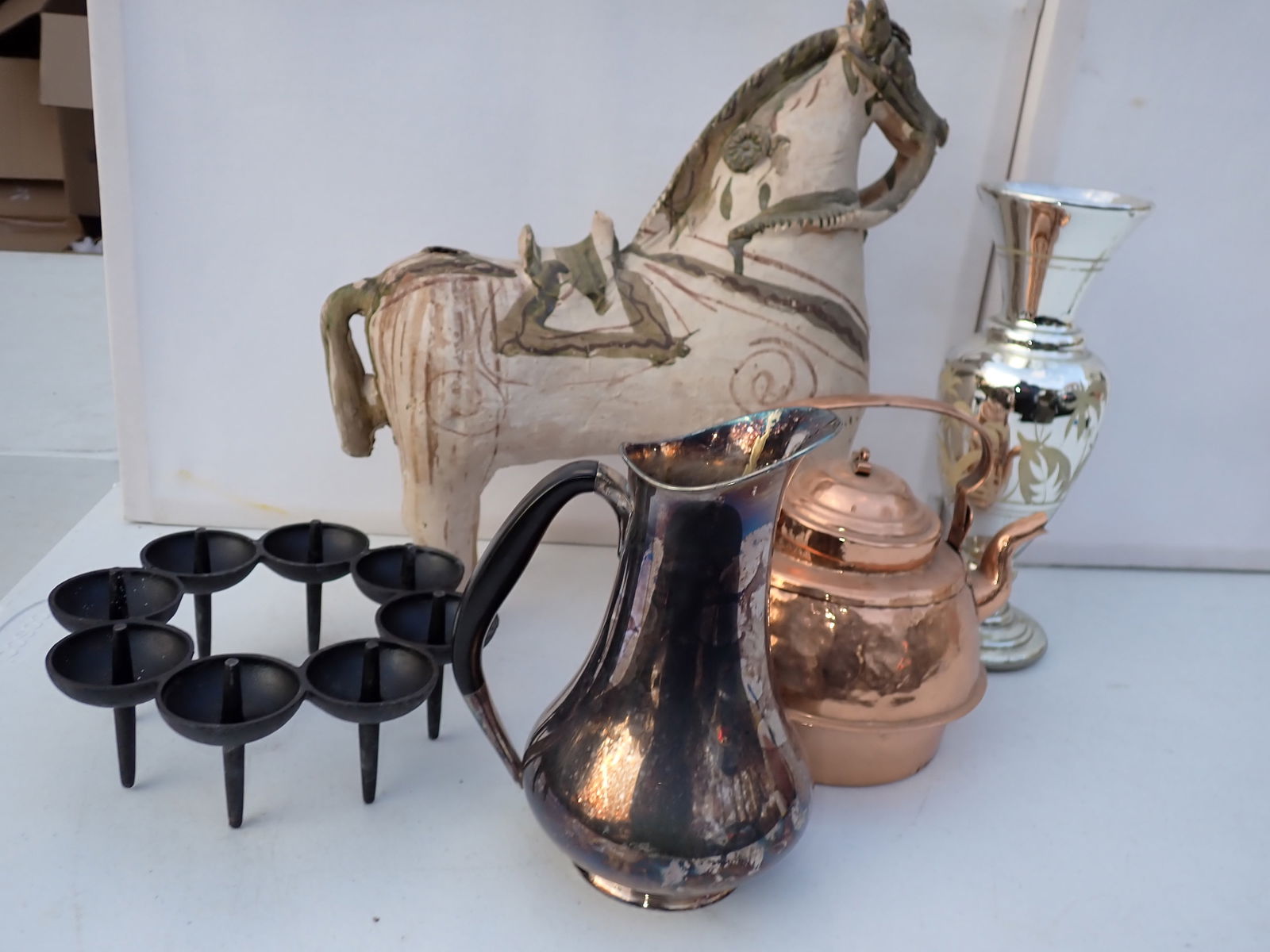 Clay Horse, Iron Modern Candleholders, etc. (1 of 13)