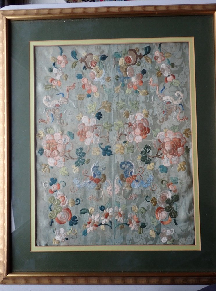 Silk Floral Framed Asian Embroidery (1 of 7)