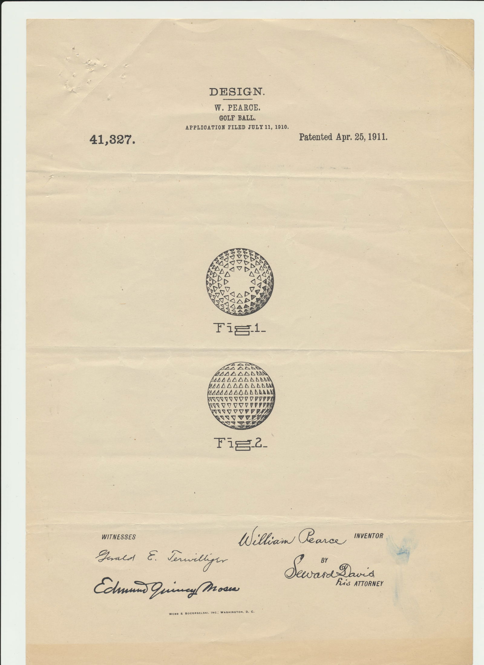 Pearce Golf Balls Antique Pattern Documents (1 of 3)