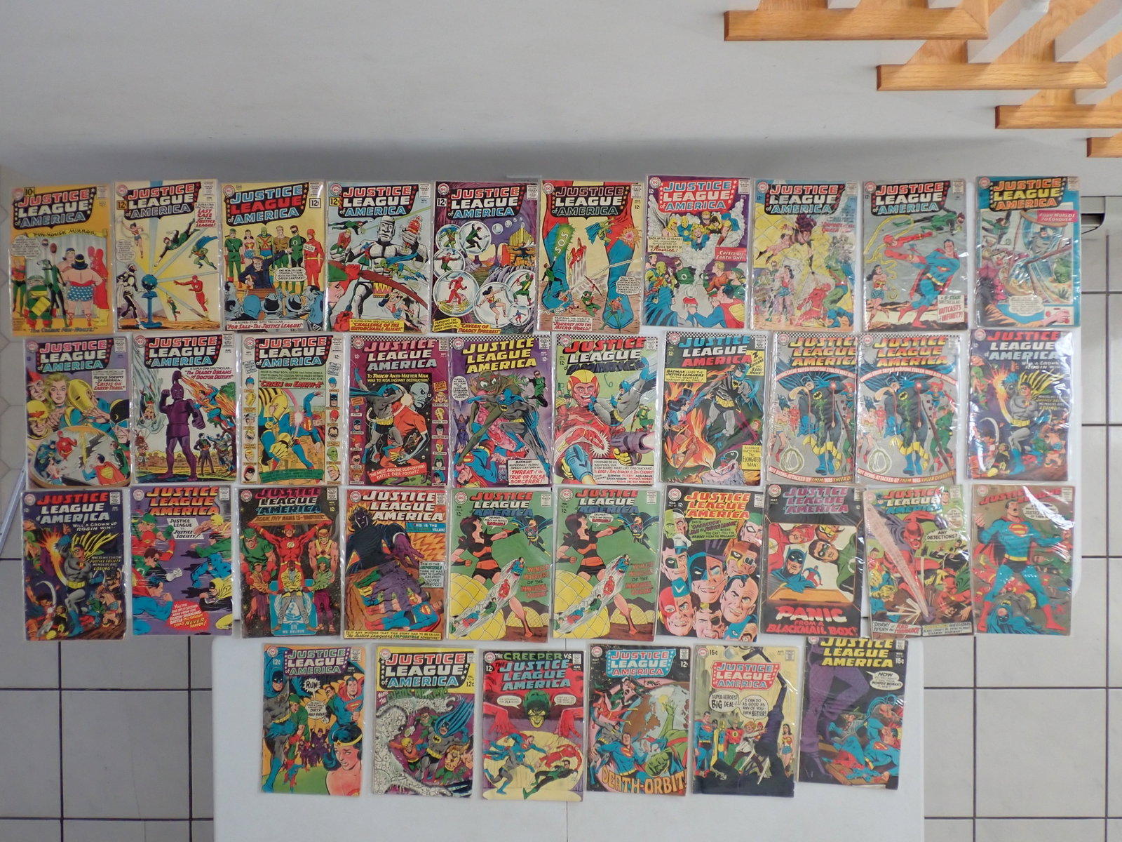 Justice League of America Silver Age: Issues 7, 8, 12, 15, 16, 18, 21 ,23 (water damage),25 ,26 ,29 ,34, 38 ,47, 49-51, 53(2),55(2),56 ,57, 59 ,60(2)to 64 ,66 ,68, 70, 71, 73 and 75