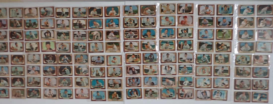 1955 Bowman TV Cards: Campanella, Kaline, etc.: Hall of Famers include Roy Campanella, Al Kaline, Pee Wee Resse, Ed Mathews, Richie Ashburn, Bob Feller, Nellie Fox, and Whitey Ford. Cards have some wear and some centering is off. Berra card has cre