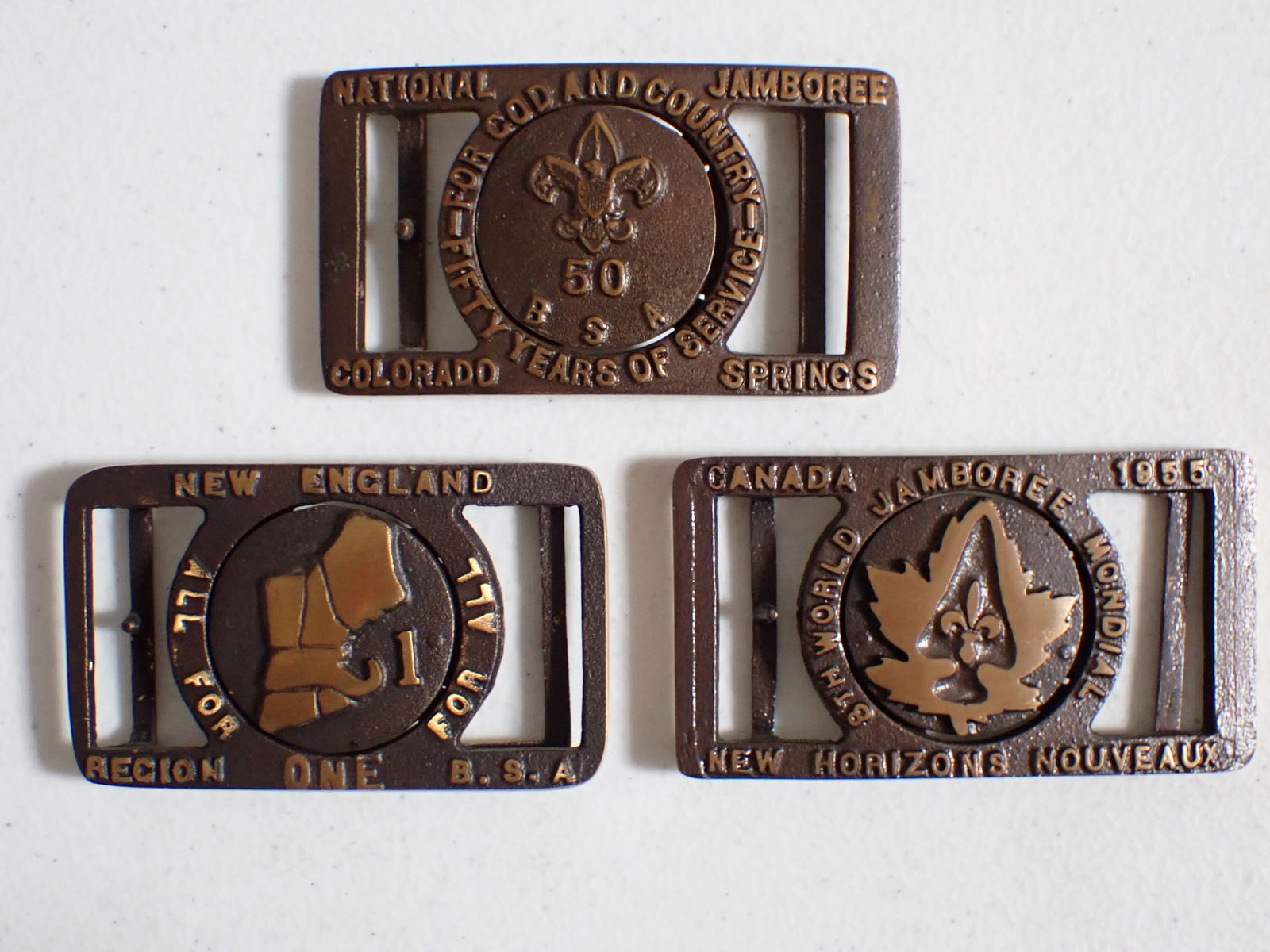 3 Max Silber Double Buckle Boy Scout Buckles (1 of 5)
