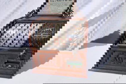 Mills Five Cent Jockey Poker Hand Trade Stimulator/Slot Machine - Works