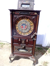 Dewey & Chicago Mills 5 Cent Dewey Upright Slot Machine 66" High - Works