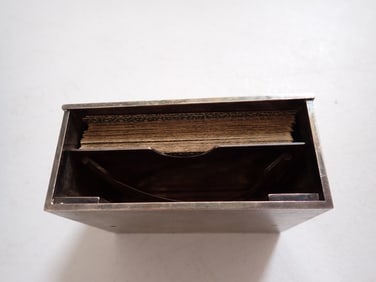 Metal card dealing device w/ cards