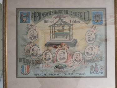 Brunswick Balke Collender Co. Billiards Table International Tournament Poster