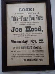 Trick and Fancy Pool Shots by Joe Hood, Gloucester, MA Exhibition poster