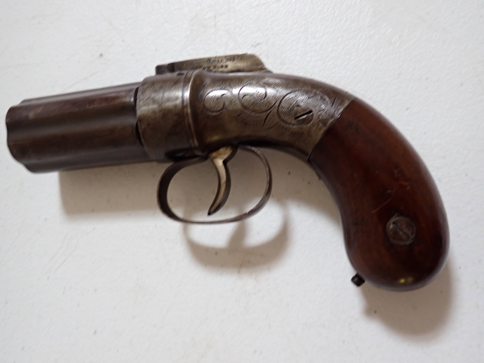 Manhattan Firearms Company Pepper Box Pistol: Marked Manhattan F.A. Mfg, Co. New York" 6 1/2". Normal wear.