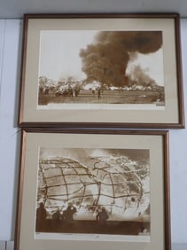2 Framed Hindenburg Disaster AP Wire Photos