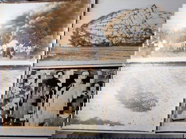 4 Large Format AP Wire Photos of the Hindenburg Disaster