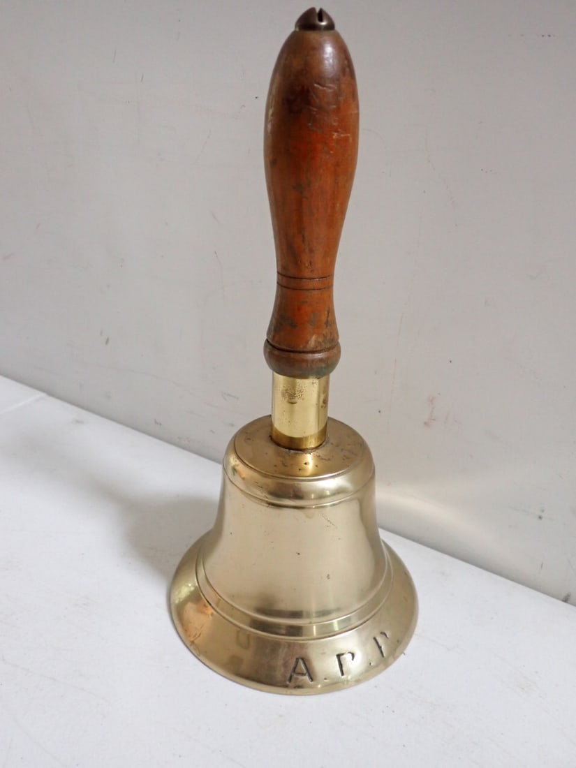 World War II Blitzkreig Air Raid warning Bell: WW II British ARP Air Warden's Bell. Used during the blitz of England. 10 1/2"