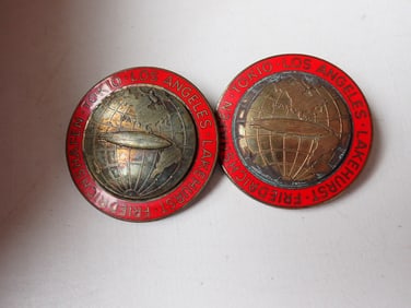 Two 1929 Graf Zeppelin Around the World Trip Enamel Pins