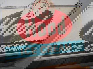 Hood Ice Cream Metal Sign with Cow