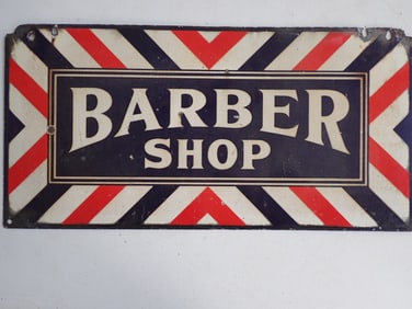 Enamel Double Sided Barber Shop Metal Sign