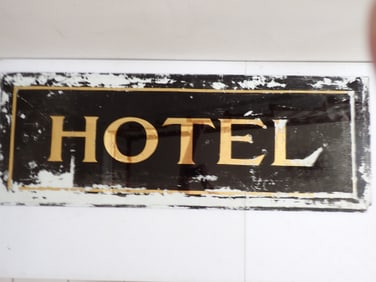 Reverse Painted Glass Hotel Sign