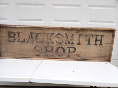 Primitive Antique Folk Art Wooden Blacksmith Sign