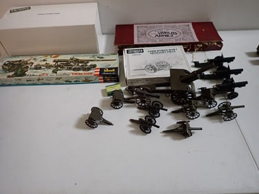 Britains Toys Soldiers, Metal Artillery Guns, Danbury Mint Jeep, etc.