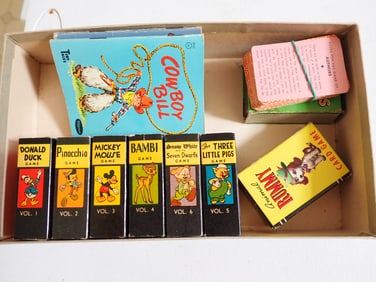 Vintage Disney 6 Volume Card Game Set,other cards and Books