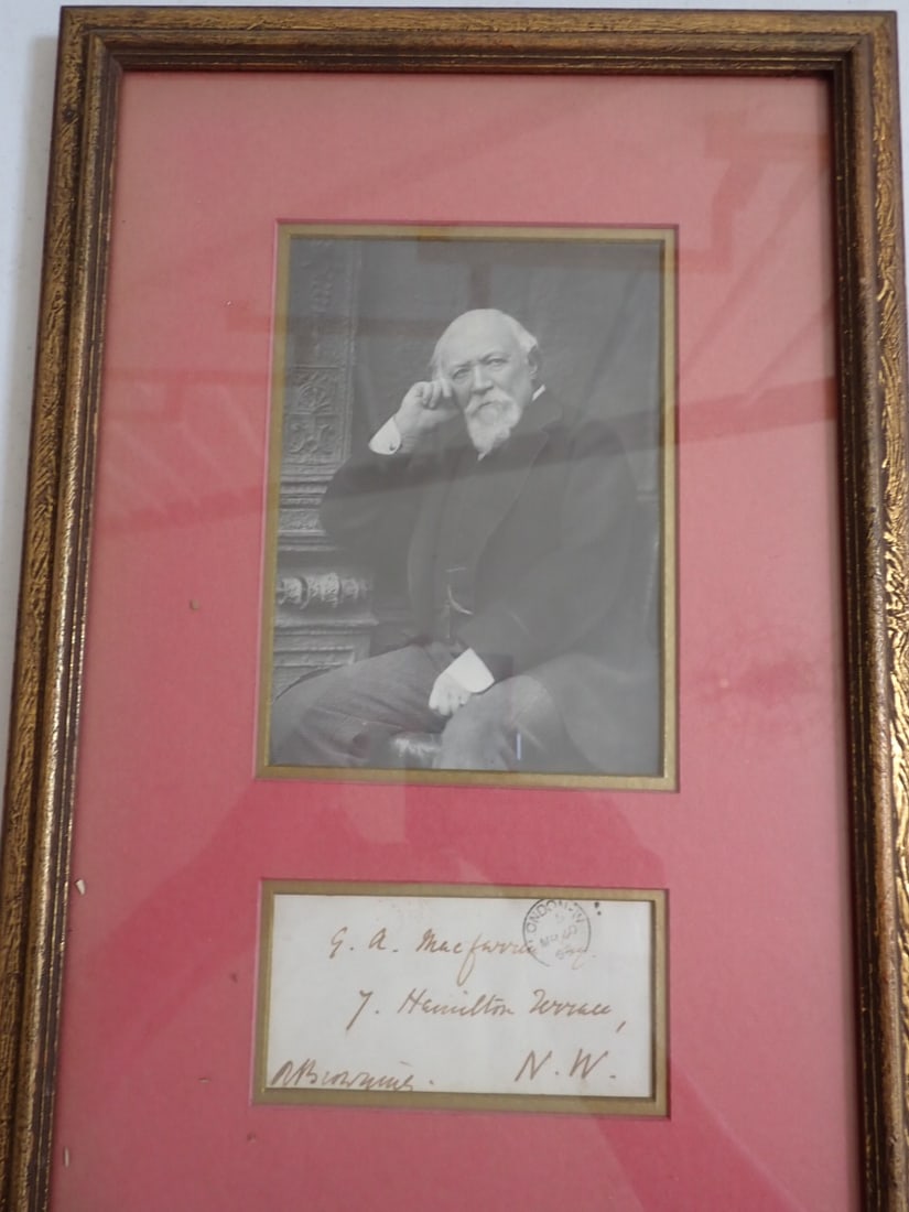 Robert Browning Framed Print with Signature: Letter signed by Browning- postmarked London 1868, frame is 16" x 10 1/2"