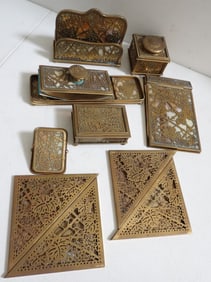 Tiffany Studios 8 Piece Grapevine Bronze Desk Set