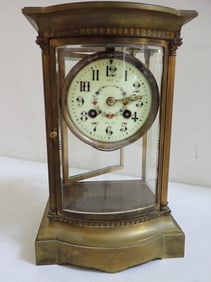 Tiffany & Co. Brass Clock with Enamel Face