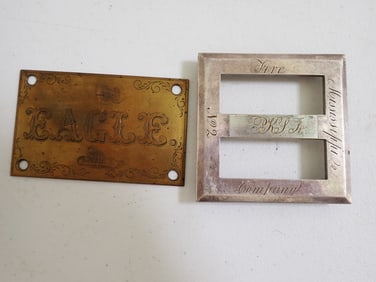 Antique Mississippi Fire Company No. 2 Belt Buckle and Brass Eagle Plate
