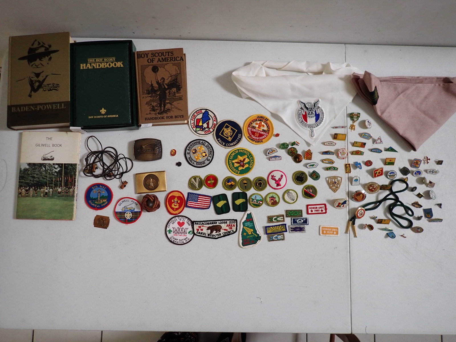 Boy Scout Books, Patches, Neckerchiefs, and Pins: George Bush Limited Edition Collectible Handbook. 1911 Manual Cpy. Gilwell Park Memorabilia, etc.