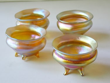 Set of Four Tiffany Art Glass Salts