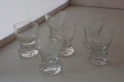 Set of Six Moser Rowland Ward Safari Cordial Glasses