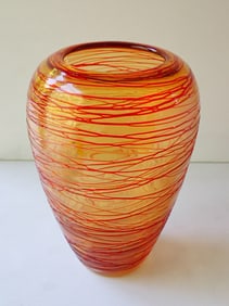 Italian Threaded Art Glass Vase