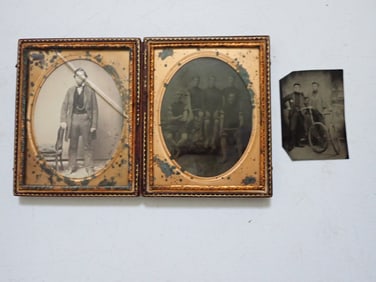 Athletes or Swimmers and Bicyclists Tin Type Photos