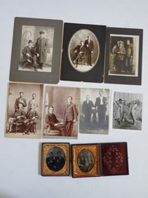 Tintypes and more recent photos of groups of men