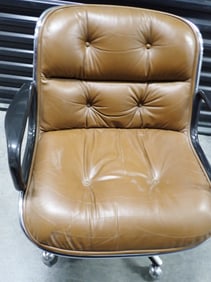 Knoll Pollack International Chrome & Leather Chair