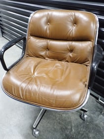 Knoll Pollack International Chrome & Leather Chair