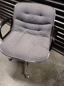 Knoll International Chrome and Blue Cloth Chair