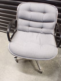 Knoll International Chrome and Blue Cloth Chair