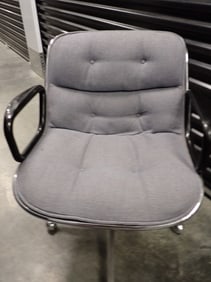 Knoll International Chrome and Blue Cloth Chair