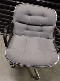 Knoll International Chrome and Blue Cloth Chair