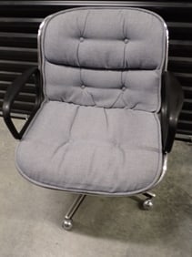 Knoll International Chrome and Blue Cloth Chair