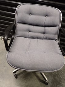 Knoll International Chrome and Blue Cloth Chair