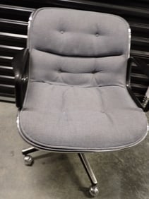 Knoll International Chrome and Blue Cloth Chair