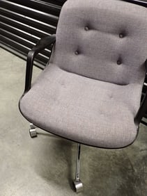 United Chair Company Chrome and Blue Purple Cloth Chair