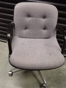 United Chair Company Chrome and Blue Purple Cloth Chair