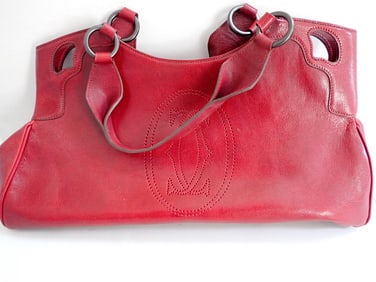 CARTIER Marcello Red Leather Handbag w/ Original Storage bag